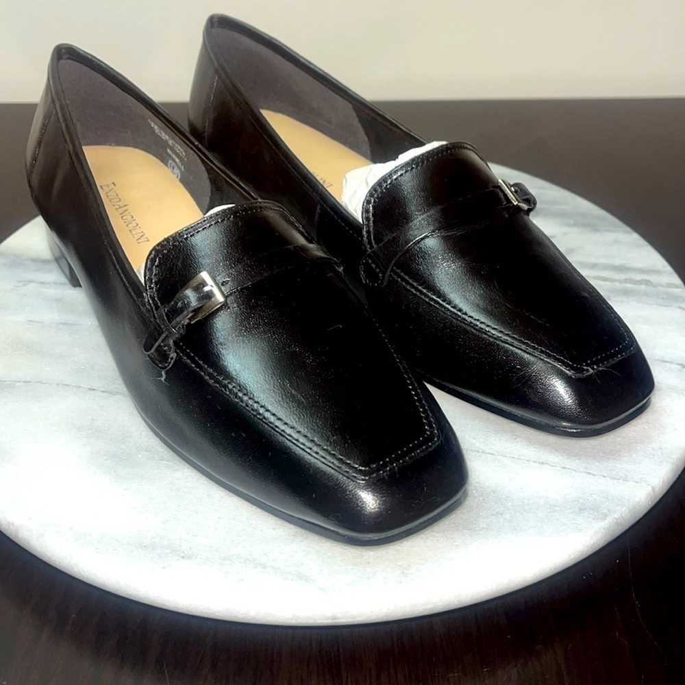 NWOB Enzo Angiolini "Bernell" Side Buckle Loafers Black Sz 8.5M
